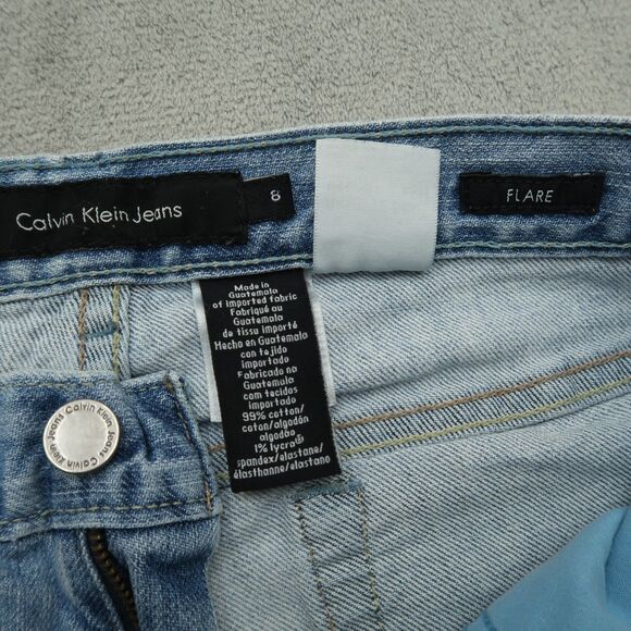 Calvin Klein Jeans Women's Size 8 Blue Mid-Rise Flare Denim 31.5" Inseam Stretch - Picture 14 of 16